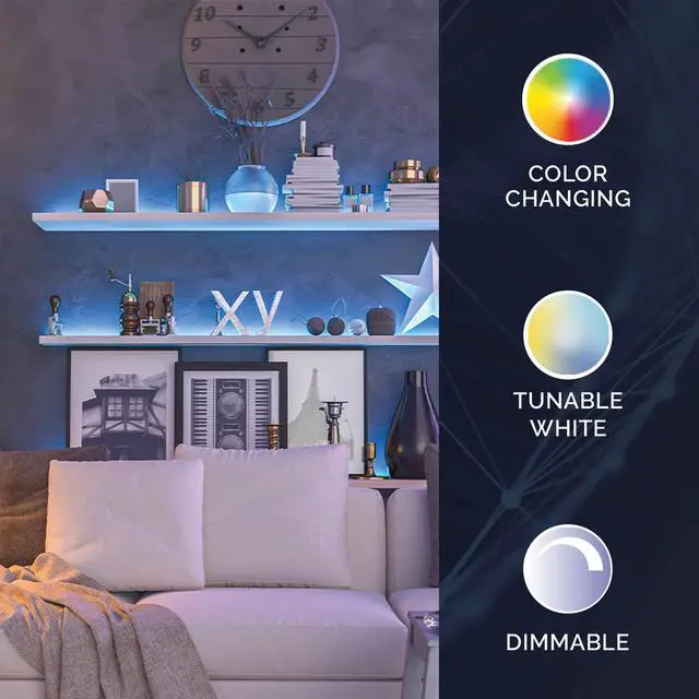 Alt view image 6 of 6 - Starfish S11263 WiFi Smart LED 6 Foot Color Changing Indoor Tape Light Strip, Works with Siri, Alexa, Google Assistant, SmartThings, 20 Watt, 120 Volt, 1600 Lumens