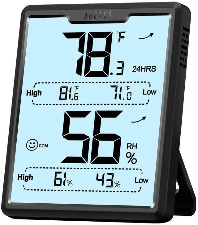 Main image of Digital Hygrometer Room Thermometer Indoor, Humidity Meter with Large LCD Display, Backlight Temperature Humidity Monitor with Max Min Records, Black