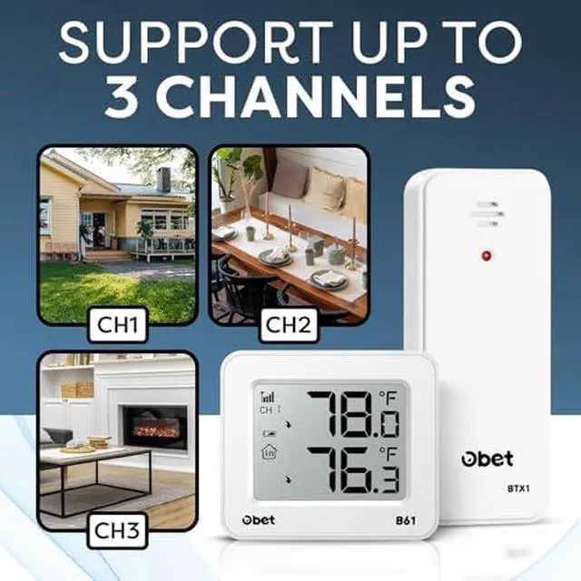 Alt view image 2 of 6 - Outdoor Thermometer Wireless Indoor Outdoor Digital Thermometer Remote Temperature Monitor Greenhouse Thermometer for House Home Room Patio