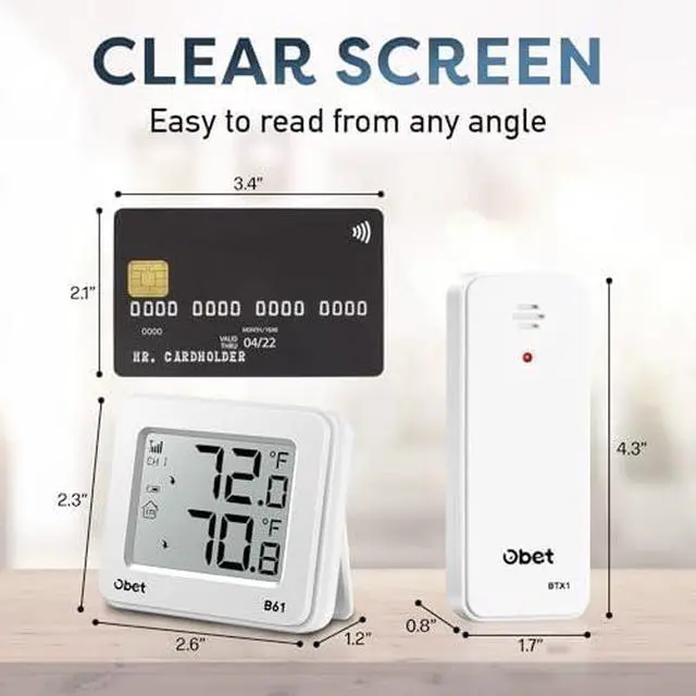 Alt view image 3 of 6 - Outdoor Thermometer Wireless Indoor Outdoor Digital Thermometer Remote Temperature Monitor Greenhouse Thermometer for House Home Room Patio