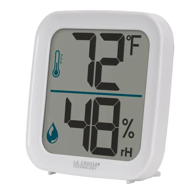 Alt view image 2 of 7 - 302-1407W Monochromatic White Digital Indoor Thermometer with Humidity