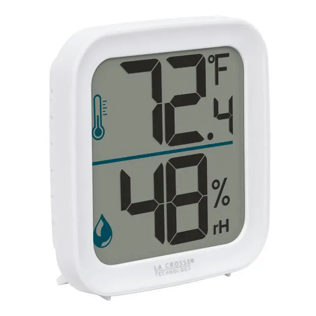 Alt view image 3 of 7 - 302-1407W Monochromatic White Digital Indoor Thermometer with Humidity
