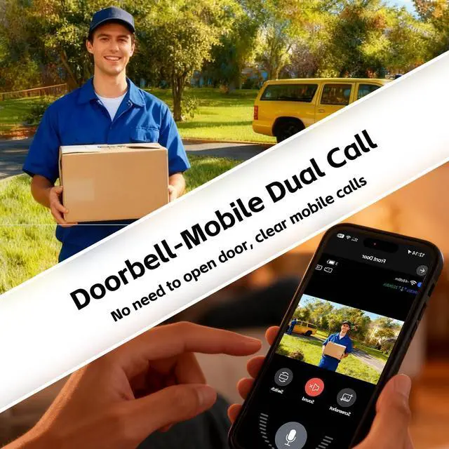 Alt view image 3 of 6 - Wireless Smart Video Doorbell Camera with Chime, 2-Way Talk, Night Vision, Cloud Storage, Battery Powered Video Doorbells, 2.4GHz Wi-Fi Compatible