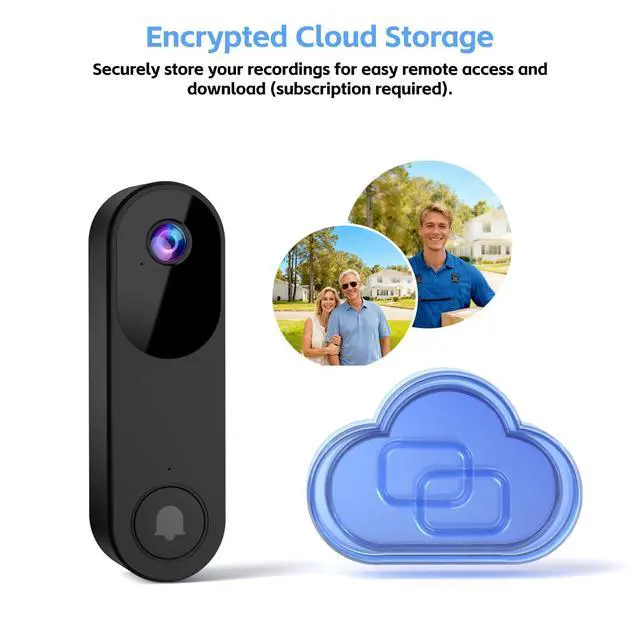 Alt view image 6 of 7 - Wireless Video Doorbell Camera with Chime, Two-Way Audio, Night Vision,Battery Powered Video Doorbells,Cloud Storage,2.4GHz Wi-Fi only