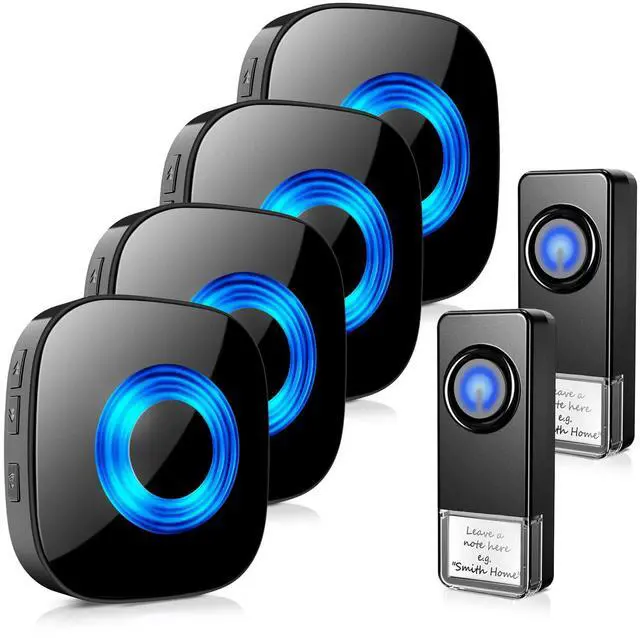 Main image of Wireless Doorbell for Home, Waterproof Door Chime Kit Operating at 1300-ft 58 Adjustable Melodies & 5 Volume Levels -PHYSEN Door Bell Wireless with LED Strobe, 2 Push Buttons + 4 Plug in Receivers
