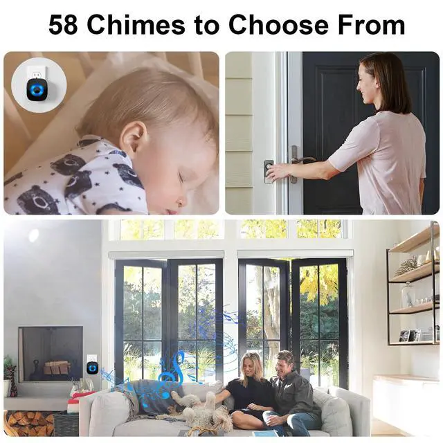 Alt view image 7 of 7 - Wireless Doorbell for Home, Waterproof Door Chime Kit Operating at 1300-ft 58 Adjustable Melodies & 5 Volume Levels -PHYSEN Door Bell Wireless with LED Strobe, 2 Push Buttons + 4 Plug in Receivers