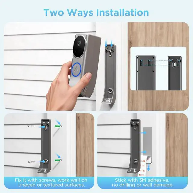 Alt view image 6 of 7 - Wireless Battery Video Doorbell Dual Camera 1080P with Chime, 1080P HD, Wireless Battery-Powered & 2,4G Wi-Fi, IR Night Vision, Two Way Audio, AI Motion Detection, Local/Cloud Storage