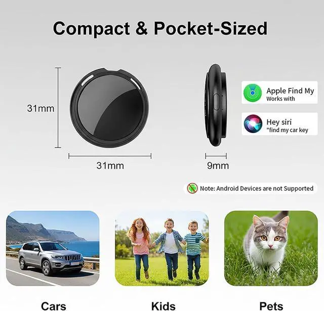 Alt view image 3 of 6 - No Subscription GPS Tracker for Vehicles Work with Find My(iOS Only) Real Time Mini Tracker Tags Global Coverage Hidden Car Location Tracking Tags Device with Magnetic Case No Monthly Fee Required