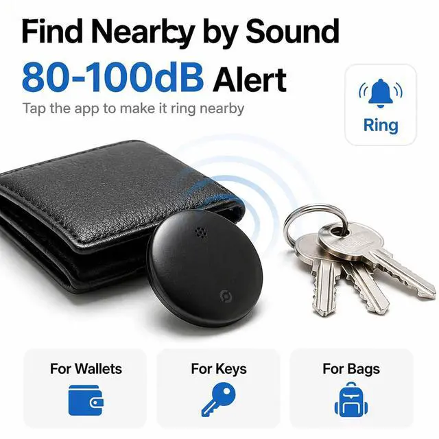 Alt view image 3 of 7 - Dual System GPS Tracker for iOS and Android Bluetooth Tracker Smart Tags Compatible with Apple Find My (iOS) & Google's Find Hub (Android) for Keys, Vehicles, Car, Luggage, Wallet (4-Pack)