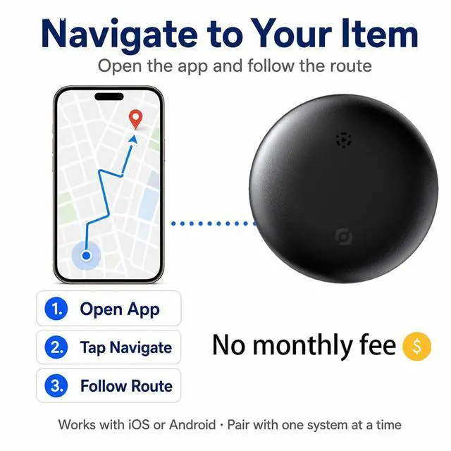 Alt view image 7 of 7 - Dual System GPS Tracker for iOS and Android Bluetooth Tracker Smart Tags Compatible with Apple Find My (iOS) & Google's Find Hub (Android) for Keys, Vehicles, Car, Luggage, Wallet (4-Pack)
