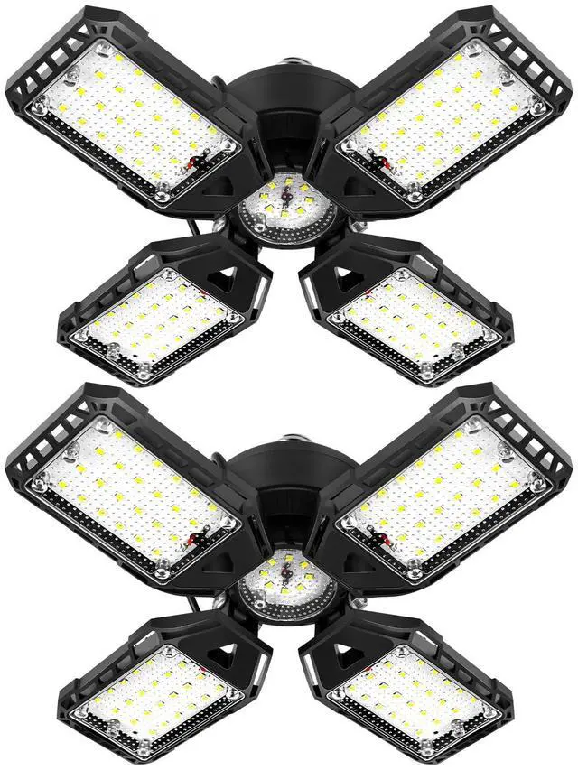 Main image of LED Garage Lights Bulb 2 Pack -120W, 12000LM 6500K Led Shop Light with 4+1 Deformable Panels, Basement Barn Light Garages Ceiling Lights, E26/E27 for Garage, Warehouse, Shop