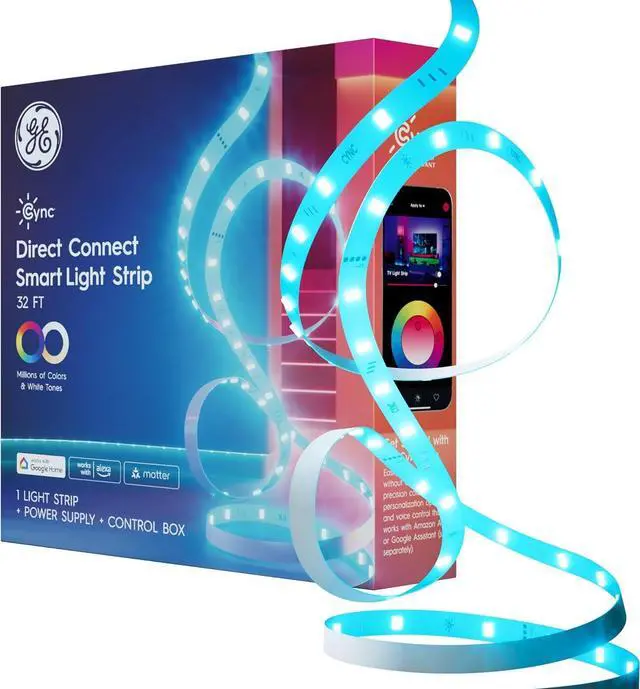 Main image of Smart LED Strip Light, Color Changing Room Decor LED Light Strip, Works with Alexa and Google Home, Matter Compatible, LED Lights for Bedroom, Millions of Colors and White Tones, 32 Feet