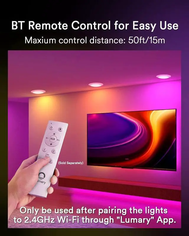 Alt view image 4 of 7 - 15W Smart LED Flush Mount Disk Lights 5/6 Inch, RGBWW WiFi Recessed Surface Mount Ceiling Lights, Color Changing 2700-6500K Dimmable Downlight, Compatible with Alexa/Google Assistant-ETL Listed