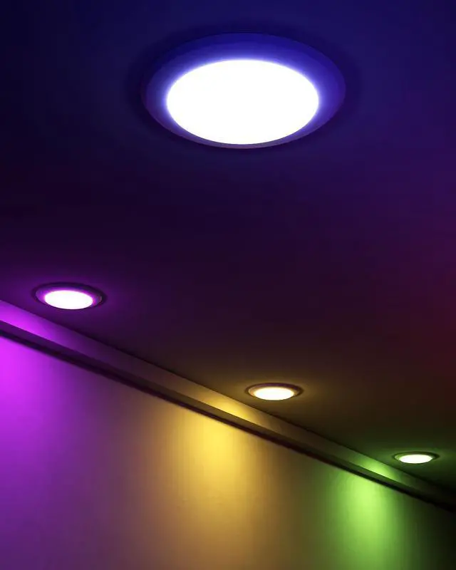 Alt view image 3 of 7 - 15W Smart LED Flush Mount Disk Lights 5/6 Inch, RGBWW WiFi Recessed Surface Mount Ceiling Lights, Color Changing 2700-6500K Dimmable Downlight, Compatible with Alexa/Google Assistant-ETL Listed