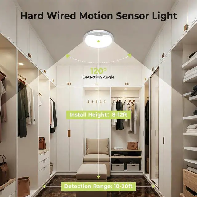 Alt view image 4 of 7 - 2 Pack Motion Sensor Ceiling Light Wired, 3000K/4000K/6500K LED Flush Mount Ceiling Light Fixture, 8.7Inch 18W Motion Sensor Light with Timer for Closet Stair Porch Hallway Pantry,White