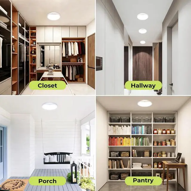 Alt view image 6 of 7 - 2 Pack Motion Sensor Ceiling Light Wired, 3000K/4000K/6500K LED Flush Mount Ceiling Light Fixture, 8.7Inch 18W Motion Sensor Light with Timer for Closet Stair Porch Hallway Pantry,White