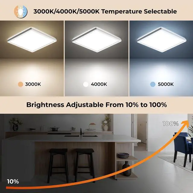 Alt view image 4 of 6 - Dimmable Motion Sensor LED Ceiling Light with Remote Control, 12 Inch 24W 2400LM Radar Motion Activated Flush Mount Wired Light Fixture for Closet Hallway Laundry Porch Stair, 3000K 4000K 5000K