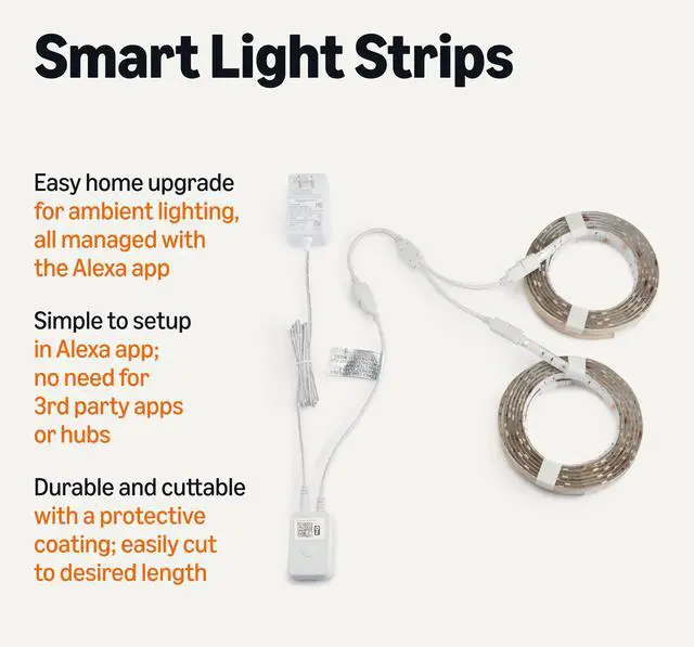 Alt view image 2 of 6 - Smart LED Light Strip, 32.8 Feet (2 Rolls of 16.4 Feet), RGB + Tunable White, Color Changing, App Control, Voice Control, Works with Alexa Only, 2.4 GHz Wi-Fi, No Hub Required