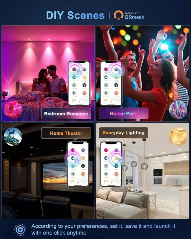 Alt view image 4 of 7 - Smart Recessed Lighting 6 Inch, Color Changing Canless Ceiling Lights with Junction Box, 1500 Lumen Wafer Downlight RGB Dimmable with APP, Alexa, Siri, Google Assistant, 1 Pack