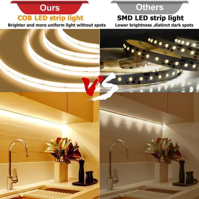 Alt view image 2 of 7 - COB LED Strip Lights, Dotless LED Lights with Remote& App, 65.6ft Natural White 4000K Super Bright Dimmable 24V Flexible LED Tape Light,Kitchen Cabinet,Office,Stairs,Shelf Indoor Lighting.