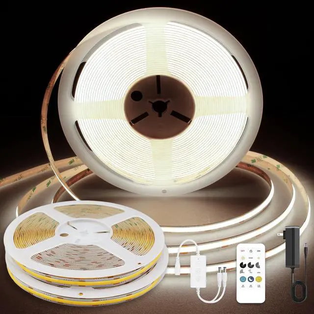 Main image of COB LED Strip Lights, Dotless LED Lights with Remote& App, 65.6ft Natural White 4000K Super Bright Dimmable 24V Flexible LED Tape Light,Kitchen Cabinet,Office,Stairs,Shelf Indoor Lighting.