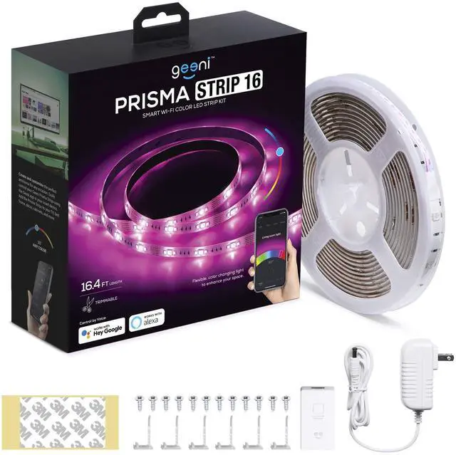 Main image of Prisma 5M Smart WiFi LED Strip Lights Works with Alexa, Google Assistant 16 Million Colors Phone App Controlled Light Strip for Home, Kitchen, TV, Party, for iOS and Android, 16.4ft