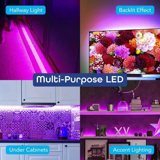 Alt view image 7 of 7 - Prisma 5M Smart WiFi LED Strip Lights Works with Alexa, Google Assistant 16 Million Colors Phone App Controlled Light Strip for Home, Kitchen, TV, Party, for iOS and Android, 16.4ft