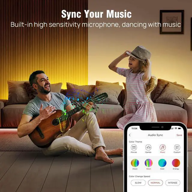 Alt view image 4 of 7 - Smart LED Strip Lights, 16.4ft Wi-Fi LED Lights Work with Google Home, 16 Million Colors, RGB, Music Sync, Adjustable Length, 25,000 Hours Life, Multi-Mode Support for Game, Movie