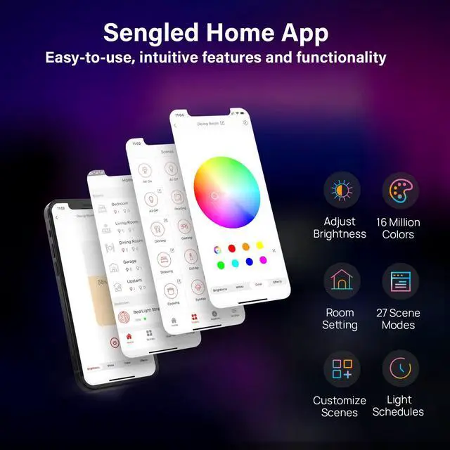 Alt view image 6 of 7 - Smart LED Strip Lights, 16.4ft Wi-Fi LED Lights Work with Google Home, 16 Million Colors, RGB, Music Sync, Adjustable Length, 25,000 Hours Life, Multi-Mode Support for Game, Movie