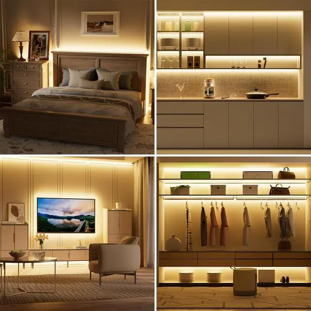 Alt view image 6 of 7 - Smart COB LED Strip Light 32.8ft/10m,Warm White 2700K LED Strip,Compatible with Alexa/Google Assistant,Dimmable 24V LED COB Light Strip Kit for Kitchen,Bedroom,Cabinet,Living Room,Office