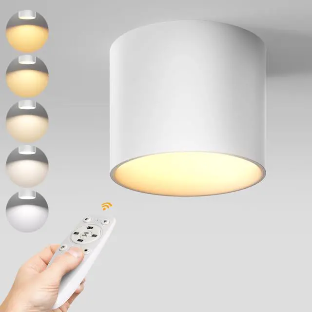 Main image of Remote Control Ceiling Spotlight Fixtures Flush Mount Ceiling Light Fixture Dimmable LED Spot Lights Indoor, 4.72" Cylinder Downlight for Hallway Kitchen Entryway Foyer, 20W White 1 Pack