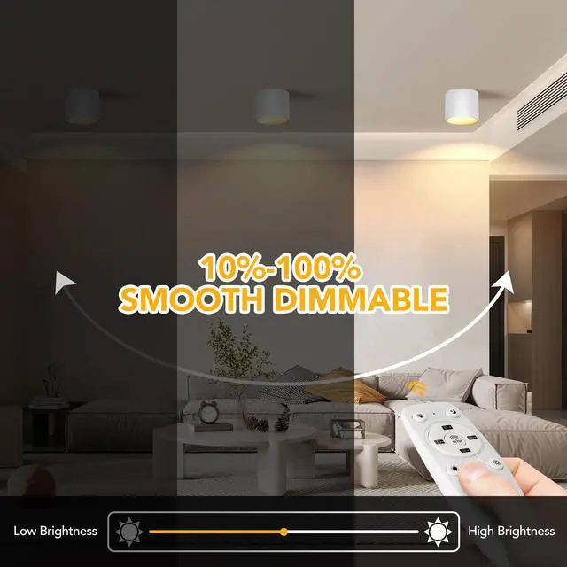 Alt view image 3 of 7 - Remote Control Ceiling Spotlight Fixtures Flush Mount Ceiling Light Fixture Dimmable LED Spot Lights Indoor, 4.72" Cylinder Downlight for Hallway Kitchen Entryway Foyer, 20W White 1 Pack
