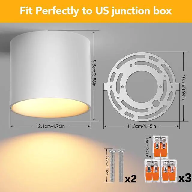 Alt view image 6 of 7 - Remote Control Ceiling Spotlight Fixtures Flush Mount Ceiling Light Fixture Dimmable LED Spot Lights Indoor, 4.72" Cylinder Downlight for Hallway Kitchen Entryway Foyer, 20W White 1 Pack