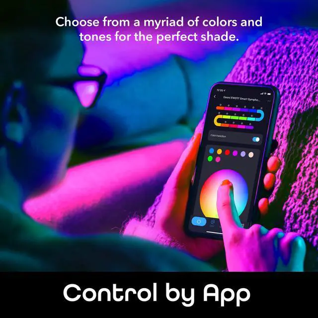 Alt view image 3 of 7 - Prisma Symphony Smart LED Strip Lights, RGBIC Neon Color Changing WiFi Lights with App Remote Control and Music Sync, Compatible with Alexa and Google Home, 16.4 ft