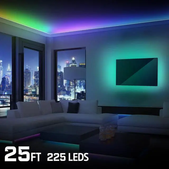 Alt view image 4 of 7 - Smart RGB+IC LED Light Strip, 25 Foot Indoor Wi-Fi Color Flow LED Light Strip, Sound Reactive, Remote Access, Voice Control with Alexa, Siri, Google, Grouping, Scheduling, No Hub Required