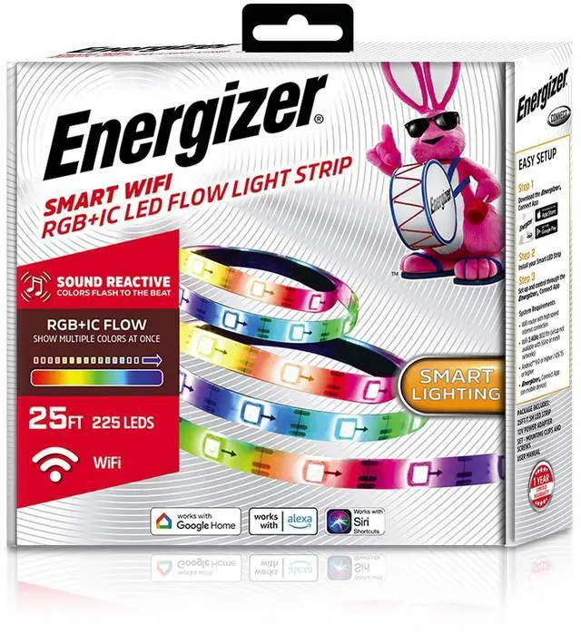 Main image of Smart RGB+IC LED Light Strip, 25 Foot Indoor Wi-Fi Color Flow LED Light Strip, Sound Reactive, Remote Access, Voice Control with Alexa, Siri, Google, Grouping, Scheduling, No Hub Required