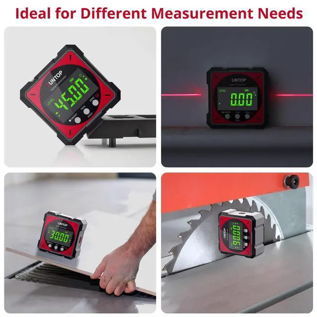 Alt view image 7 of 7 - USB Charging Digital Angle Finder Level Box with Laser (Class 2, <1mW Output), 4-side Strong Magnetic Angle Gauge IP54 Waterproof Inclinometer Level for Hanging Decorations Woodworking