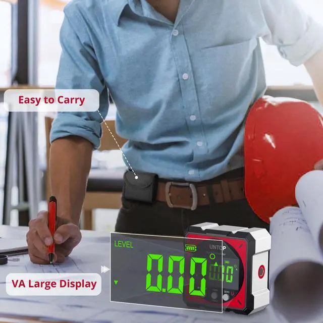 Alt view image 6 of 7 - USB Charging Digital Angle Finder Level Box with Laser (Class 2, <1mW Output), 4-side Strong Magnetic Angle Gauge IP54 Waterproof Inclinometer Level for Hanging Decorations Woodworking