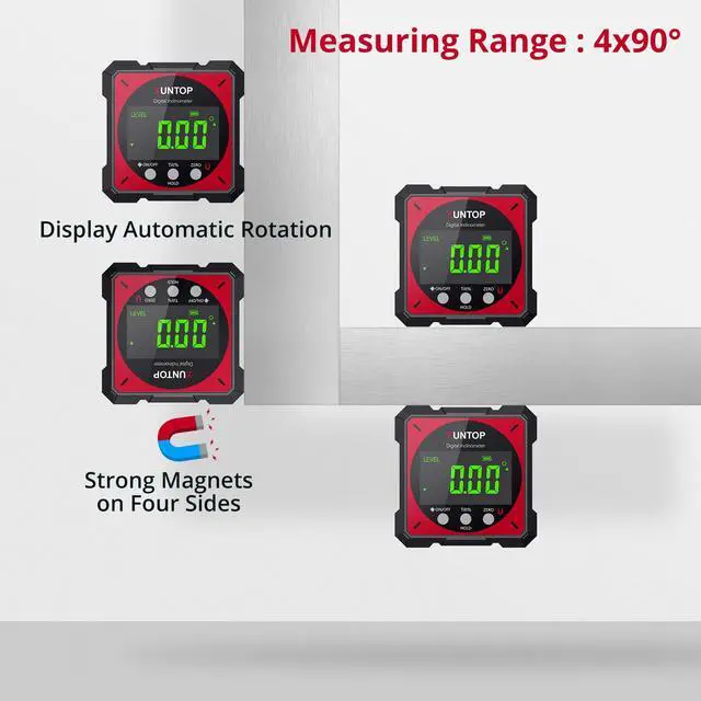Alt view image 5 of 7 - USB Charging Digital Angle Finder Level Box with Laser (Class 2, <1mW Output), 4-side Strong Magnetic Angle Gauge IP54 Waterproof Inclinometer Level for Hanging Decorations Woodworking