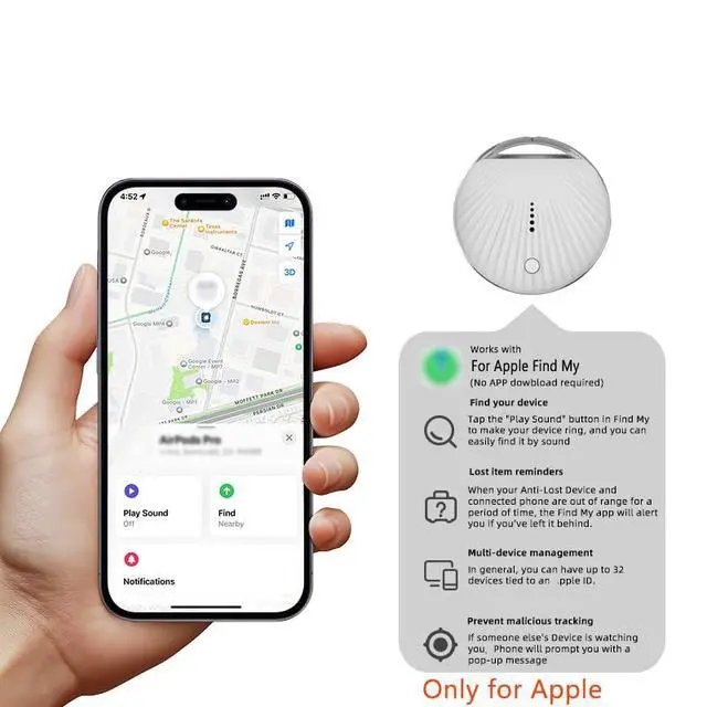 Alt view image 2 of 7 - GPS Tracker for Vehicles No Subscription, Real-Time Smart Tracking Devices for Cars Hidden, Key Finder Locator with Sound, with Find My (iOS Only), for Luggage, Pet, Kids, Key, Wallet & More