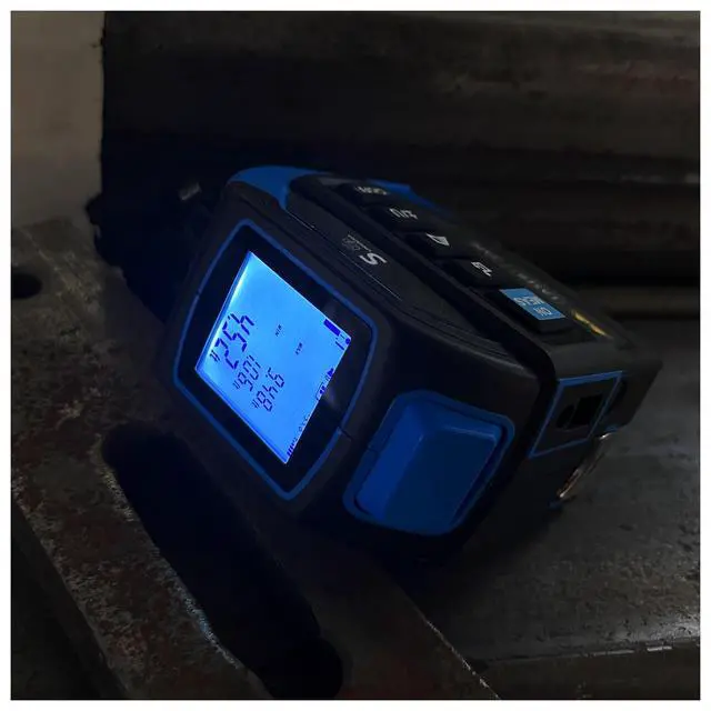 Alt view image 4 of 7 - 4-in-1 Laser Tape Measure with Laser Level Crosshairs |130ft/40m Laser Distance+16ft/5m AutoLock Tape |Backlit LCD Display (Ft/Inch/M/mm) |for DIY,Construction, Interior Design (Blue/131Ft)