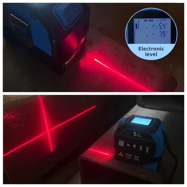 Alt view image 6 of 7 - 4-in-1 Laser Tape Measure with Laser Level Crosshairs |130ft/40m Laser Distance+16ft/5m AutoLock Tape |Backlit LCD Display (Ft/Inch/M/mm) |for DIY,Construction, Interior Design (Blue/131Ft)