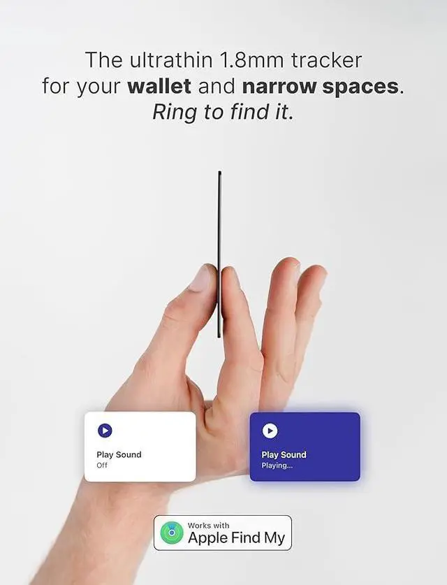 Alt view image 3 of 7 - MFi Certified Wallet Tracker Card Works with Apple Find My (iOS Only) Slim 0.07in Rechargeable IP68 Waterproof Tracker Item Finder Credit Card Tracker with Keychain Hole for Luggage