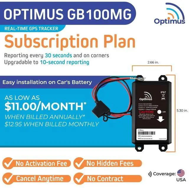 Alt view image 2 of 7 - Wired GPS Tracker for Vehicles - Easy Installation on Car's Battery - Low Cost Subscription Plan Options