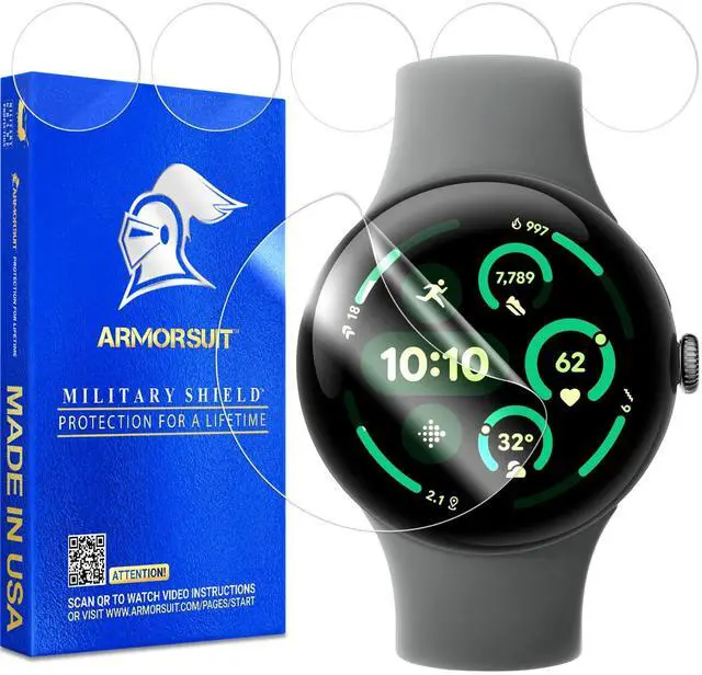 Main image of (6 Pack MilitaryShield Screen Protector designed for Google Pixel Watch (2022) (41 mm) Anti-Bubble HD Clear Film - Made in USA