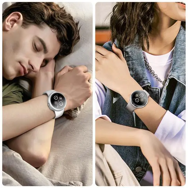 Alt view image 7 of 7 - 3 Pack Hard Case Compatible with Google Pixel Watch 3 41mm /2/1 with Tempered Glass Screen Protector, Full Coverage Slim Bumper Cover - Black/Silver/Clear