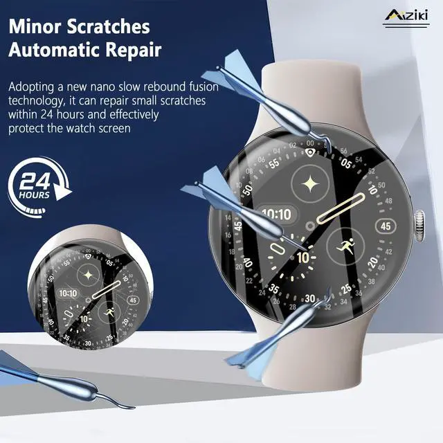 Alt view image 3 of 7 - 2 Pack Compatible for Google Pixel Watch 4 45mm Screen Protector, Full Coverag, HD Clear, Easy Install, Bubble Free for Pixel Watch 4 45mm Screen Protector
