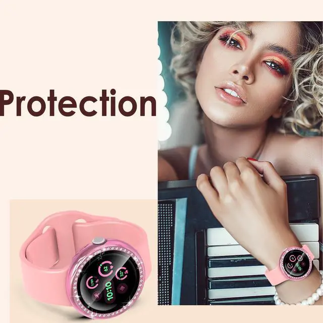 Alt view image 5 of 6 - 5Pack Bling Hard PC Case with Screen Protector Compatible with Google Pixel Watch 3 41mm 45mm (2024), HD Clear Crystal Protective Bumper Cases Cover Compatible with Google Pixel Watch 3 (45mm)