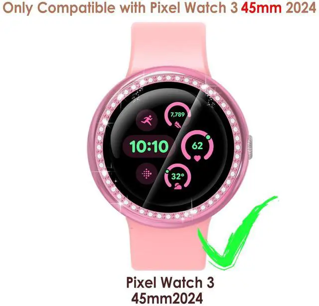 Alt view image 6 of 6 - 5Pack Bling Hard PC Case with Screen Protector Compatible with Google Pixel Watch 3 41mm 45mm (2024), HD Clear Crystal Protective Bumper Cases Cover Compatible with Google Pixel Watch 3 (45mm)