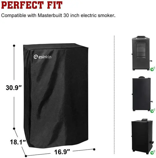 Alt view image 2 of 7 - 30-Inch Electric Smoker Cover for Masterbuilt Electric Smoker, Dust UV Durable Waterproof and Conveninet, Black